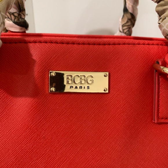 BCBG Red Satchel Bag with strap - Picture 4 of 8